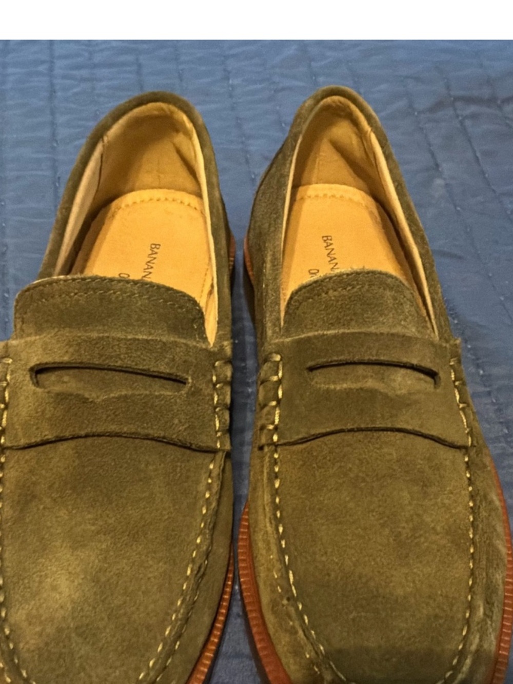 Banana Republic Olive Green Suede Penny Loafers